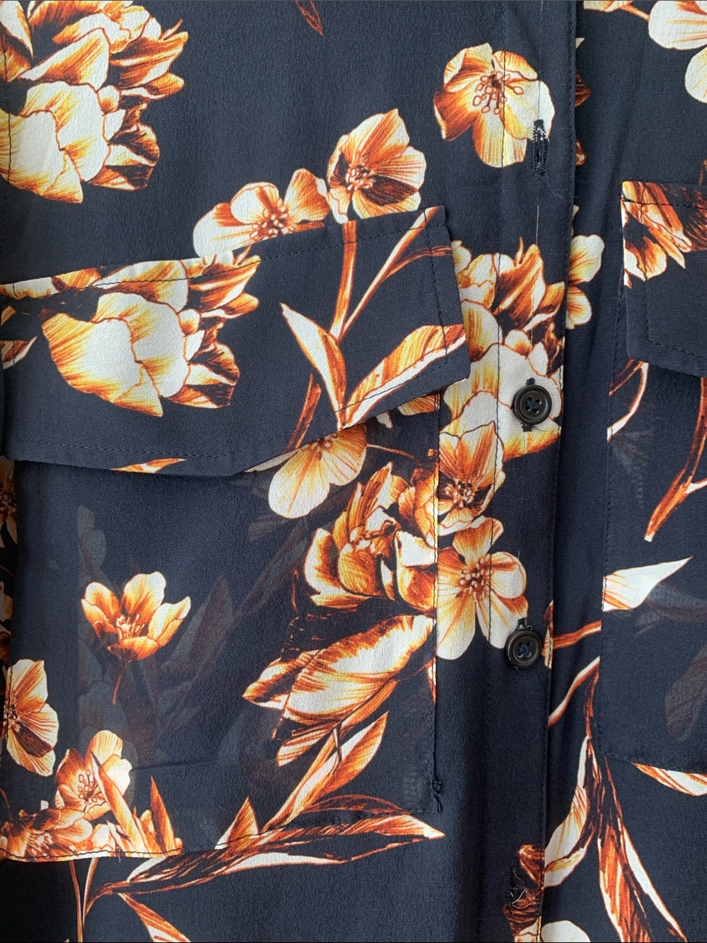 H&M Deep Navy Floral Tie-Waist Long Sleeve Overalls - Picture 8 of 9